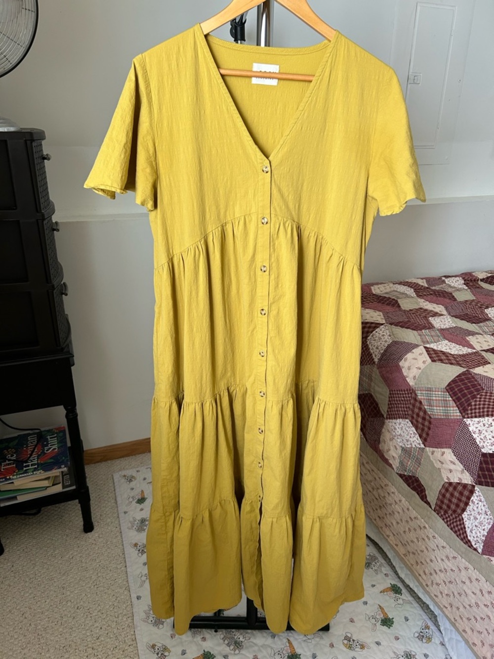 Offon Tiered Button Front Midi Dress